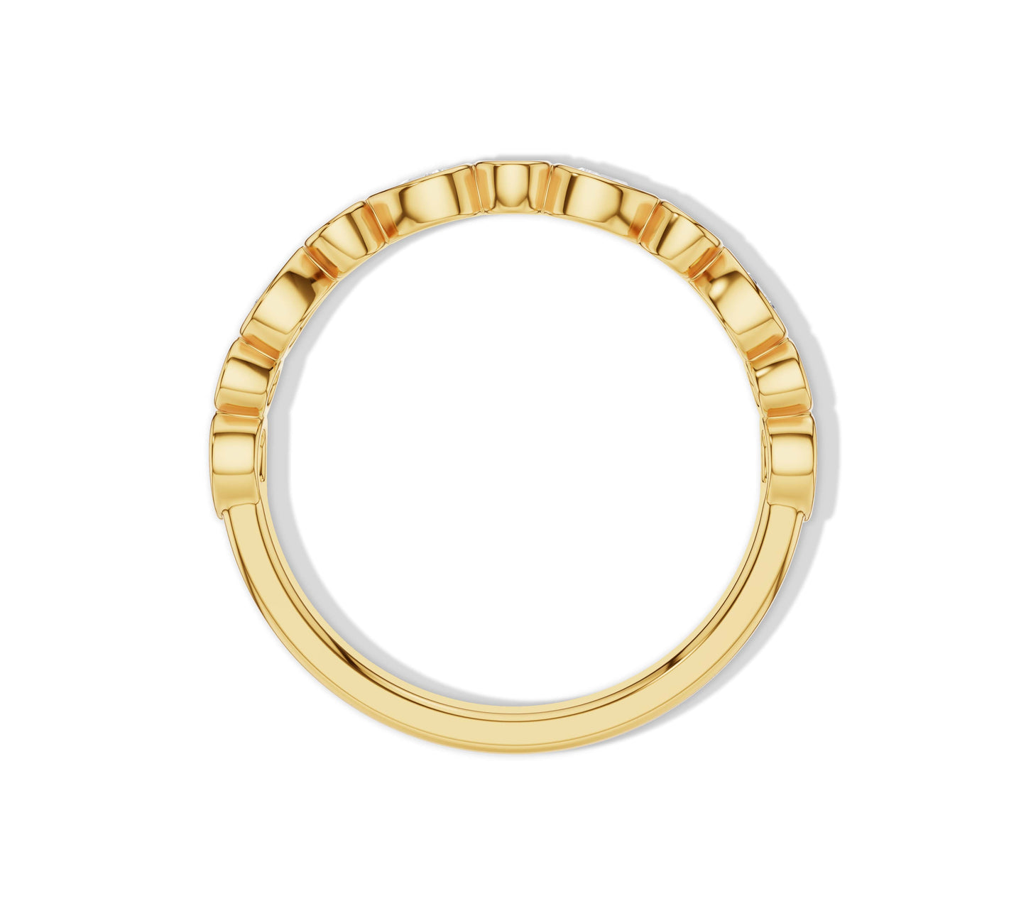 Elegant full eternity ring with pear and round diamonds in yellow gold
