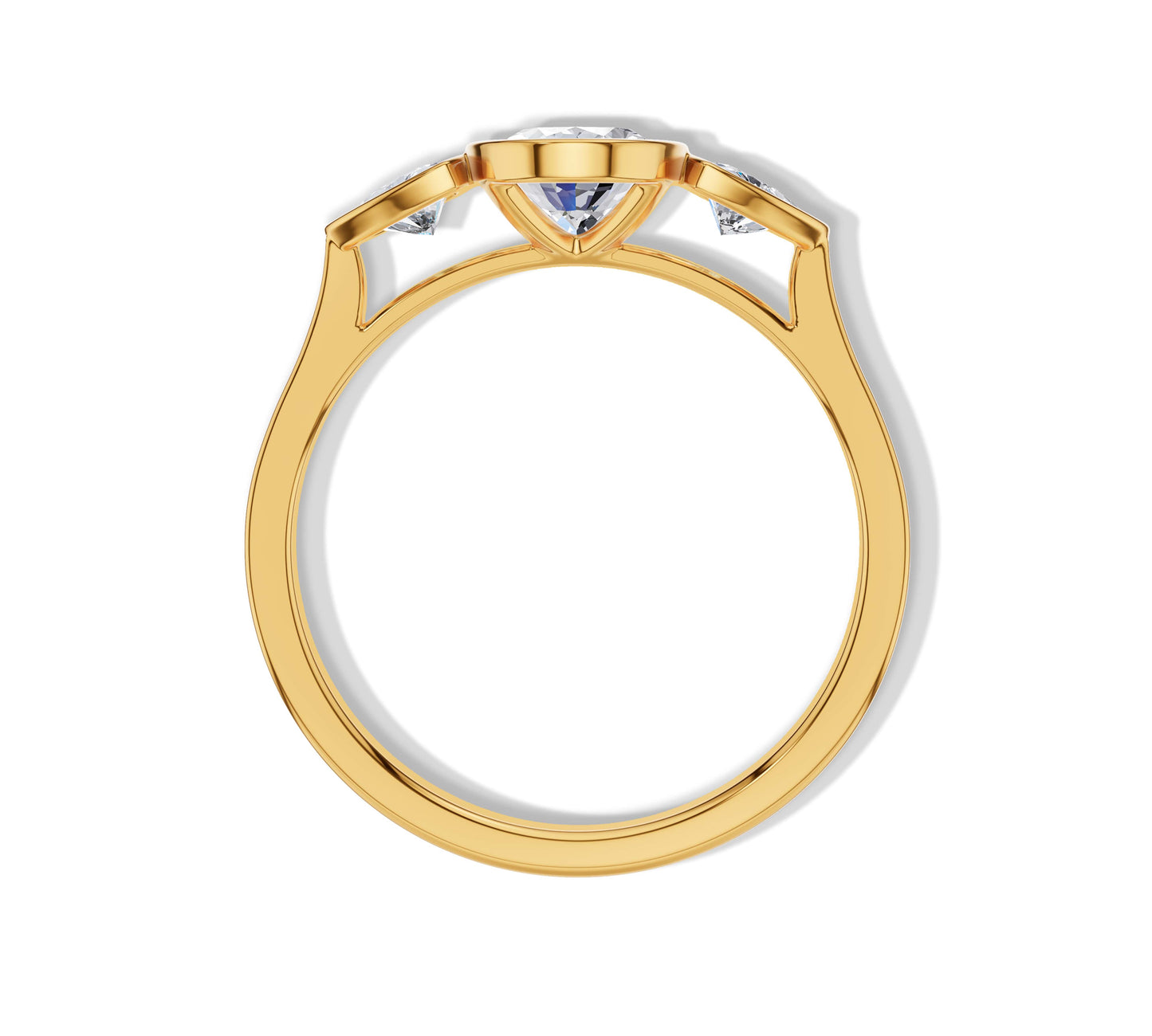 Elegant yellow gold oval ring with unique side stones