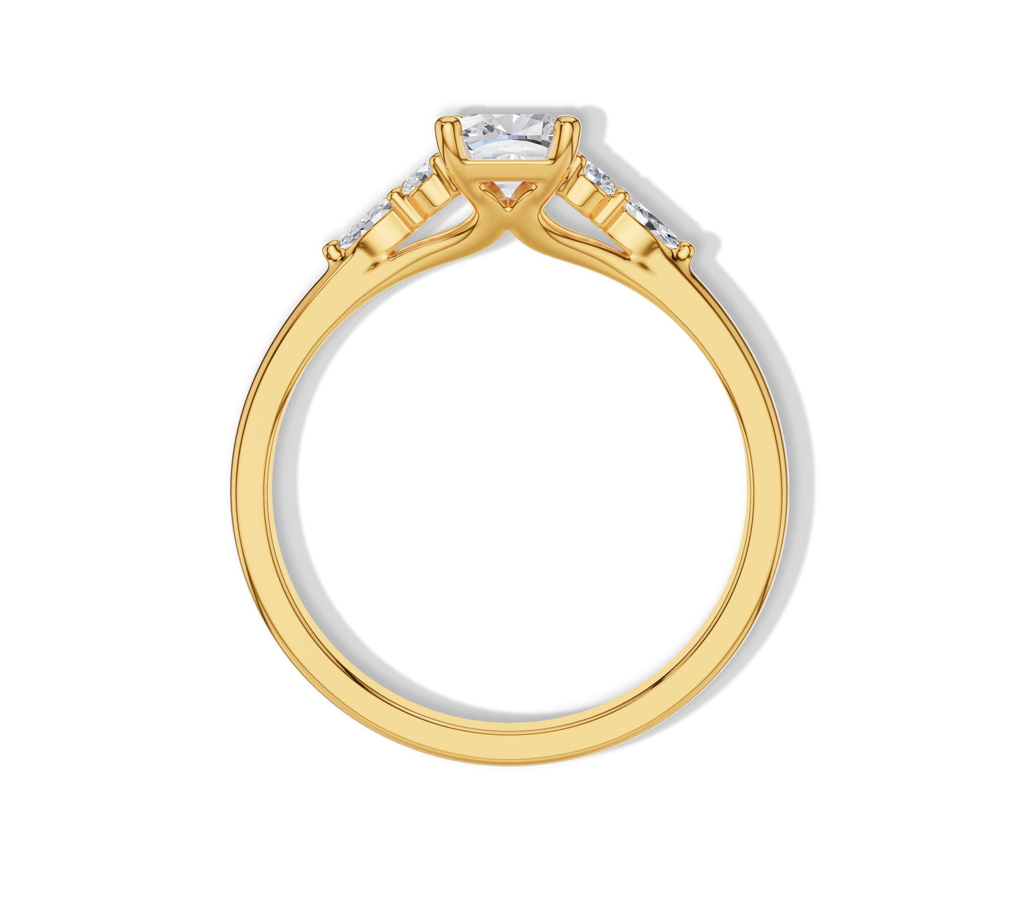 Elegant yellow gold emerald cut solitaire diamond ring