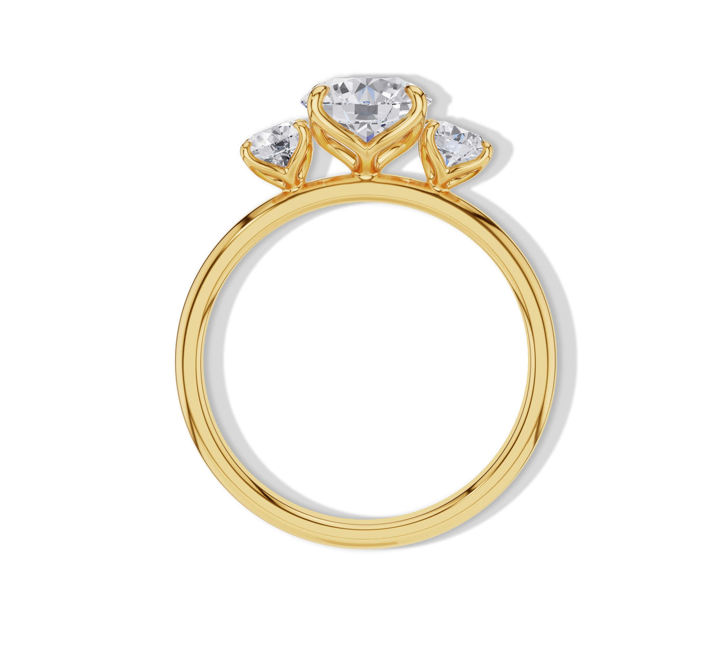 Yellow gold ring with three diamonds