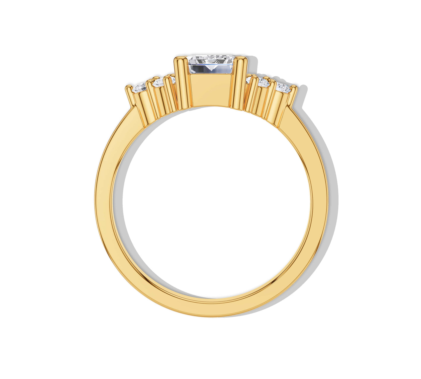 Botanical inspired emerald cut ring