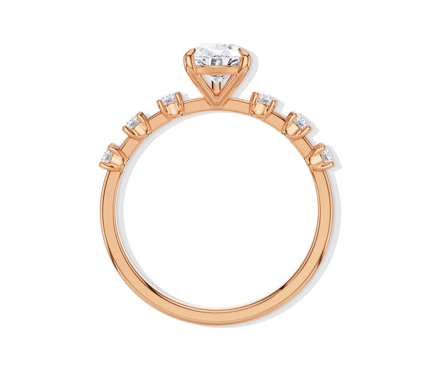 18K rose gold engagement ring with pear cut and accents