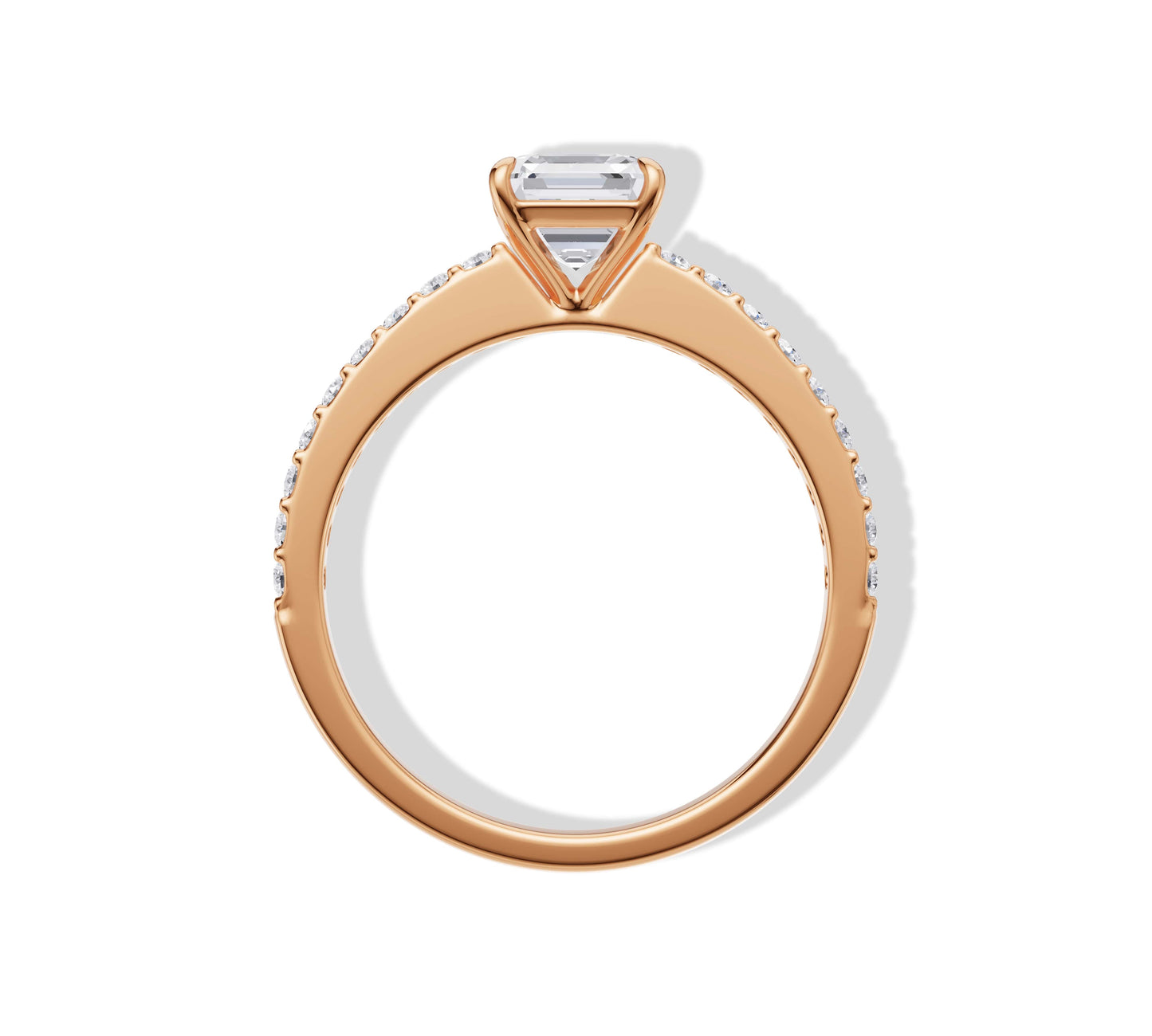 Asscher cut pave ring diamond