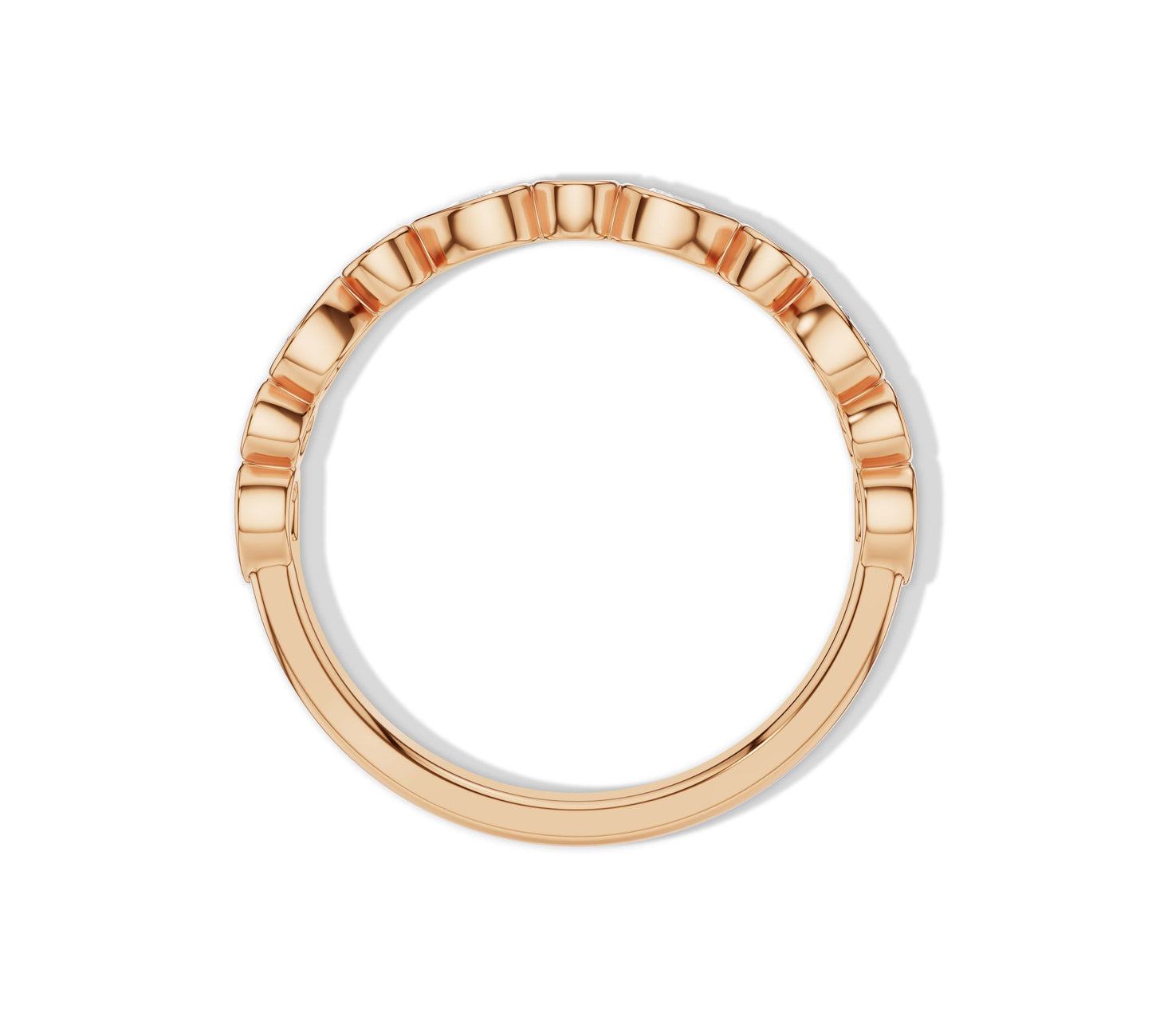 Rose gold eternity ring with mixed diamond shapes