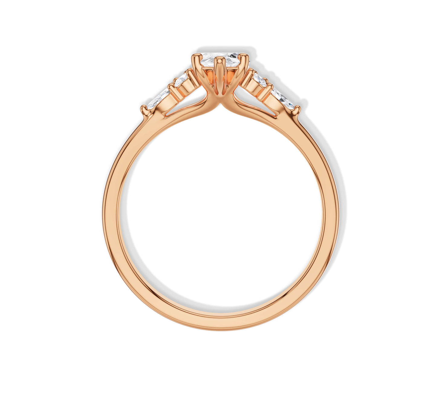 Marquise rose gold ring with detailed accents