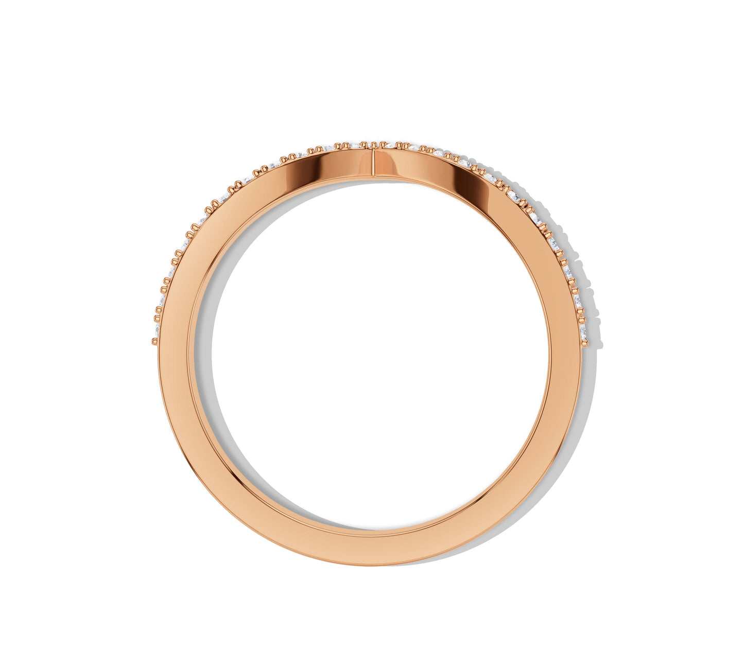 Sleek V shaped wedding band design