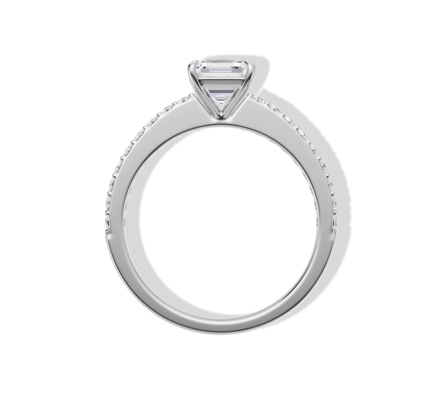 Asscher Cut Pave Engagement Ring