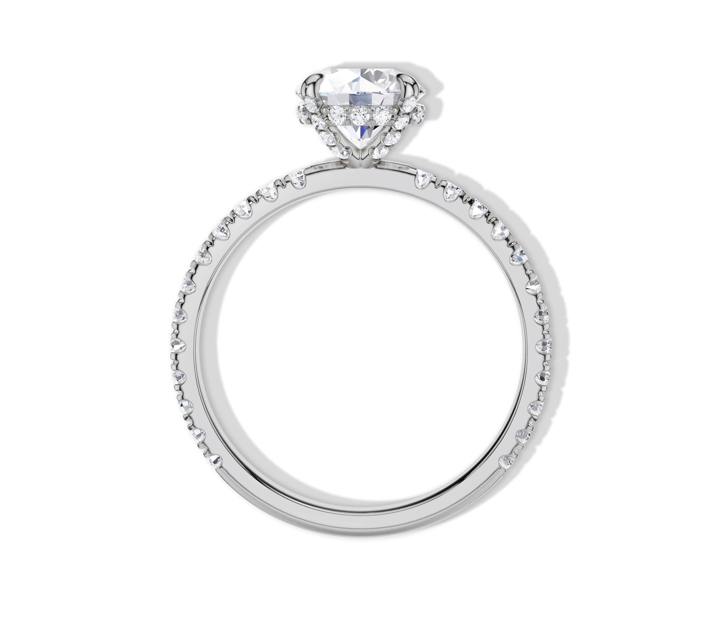 360-degree view of hidden halo ring in yellow gold