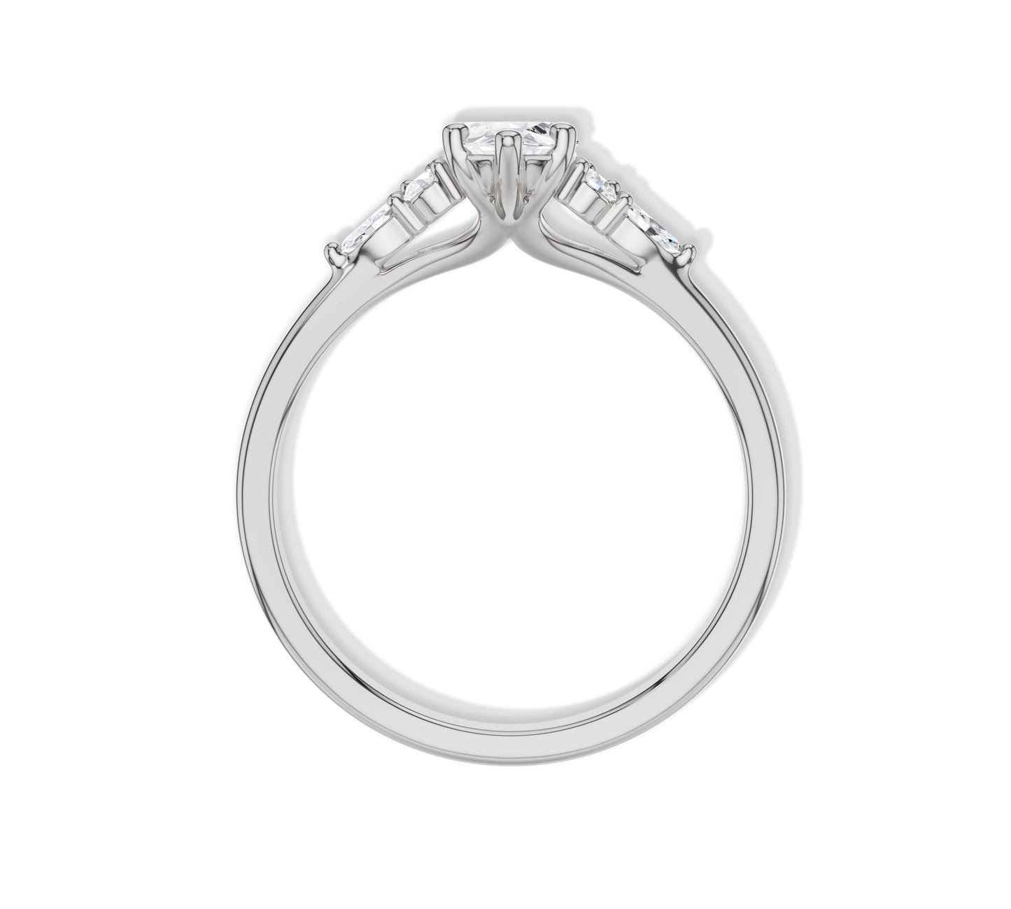 White gold cluster ring with marquise cut