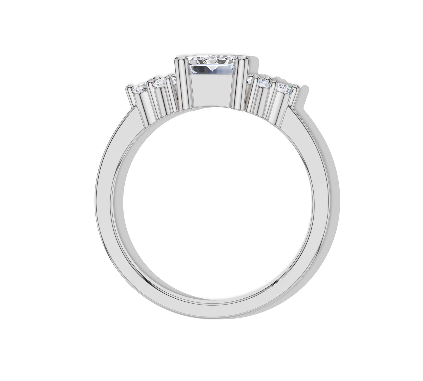 Emerald cut ring with floral pattern