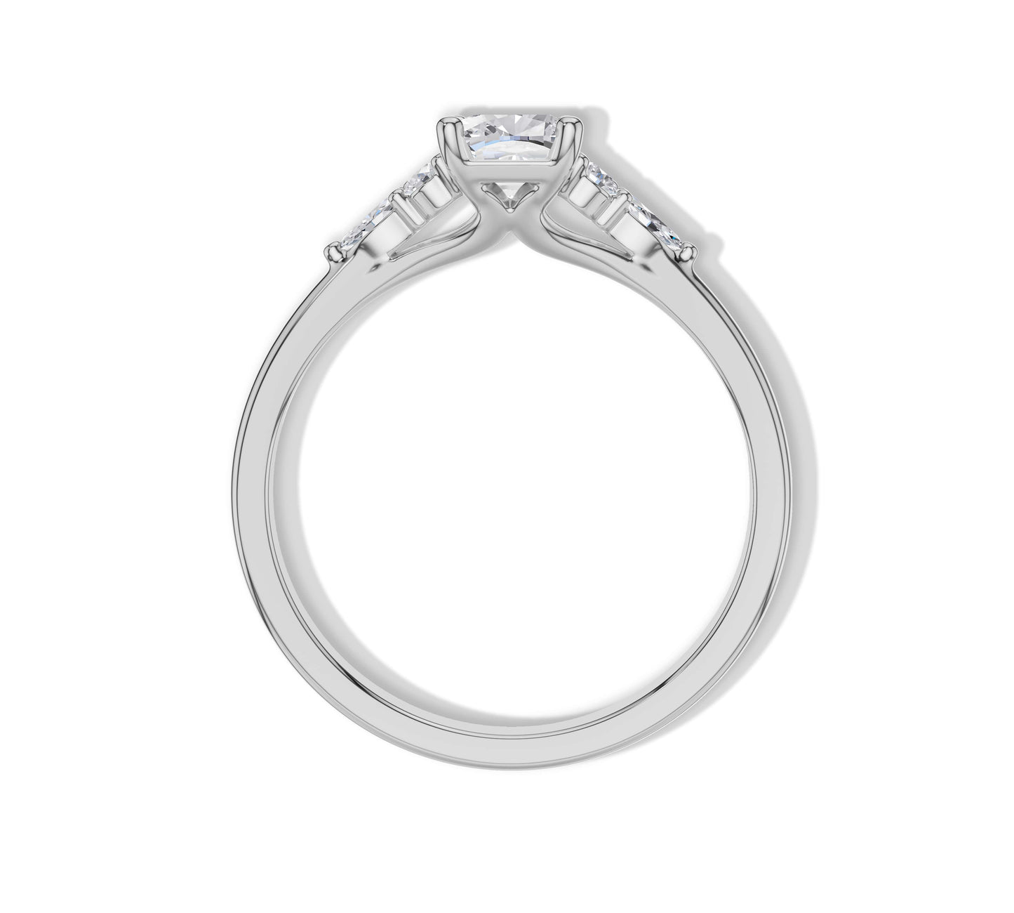 Timeless emerald cut diamond ring in white gold setting
