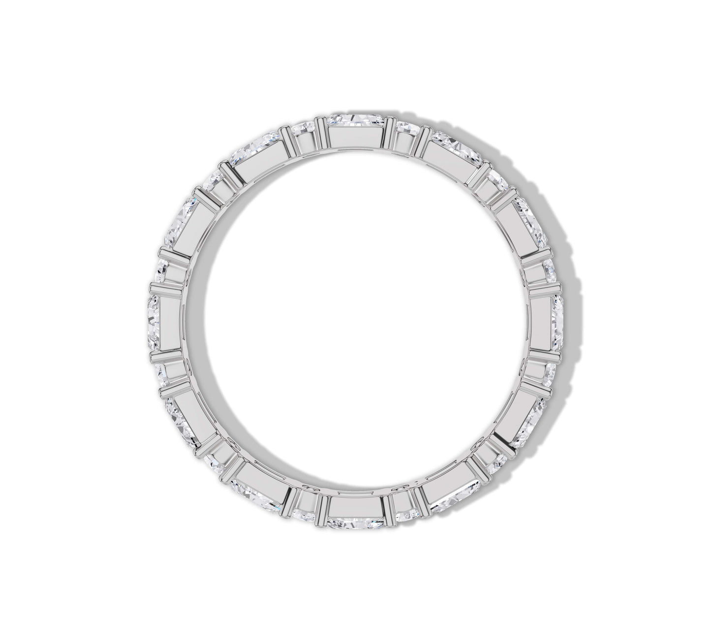 white gold baguette and round diamond band