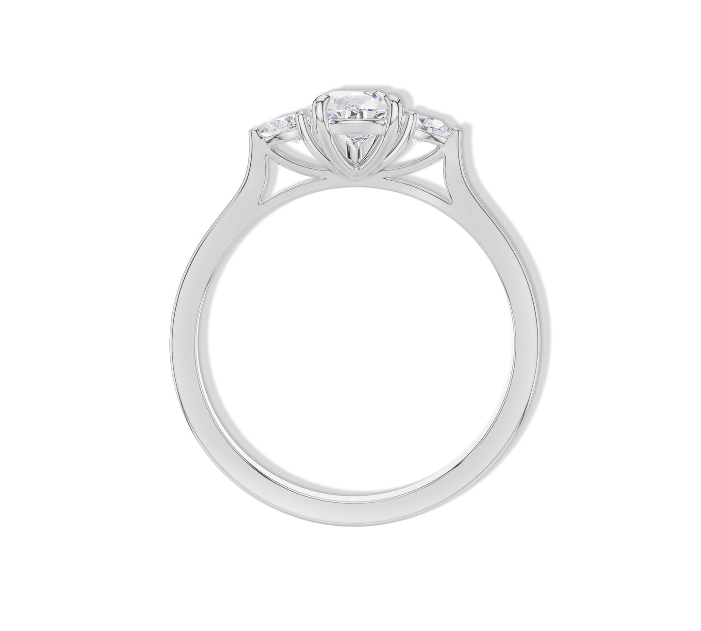 Pear diamond three stone engagement ring