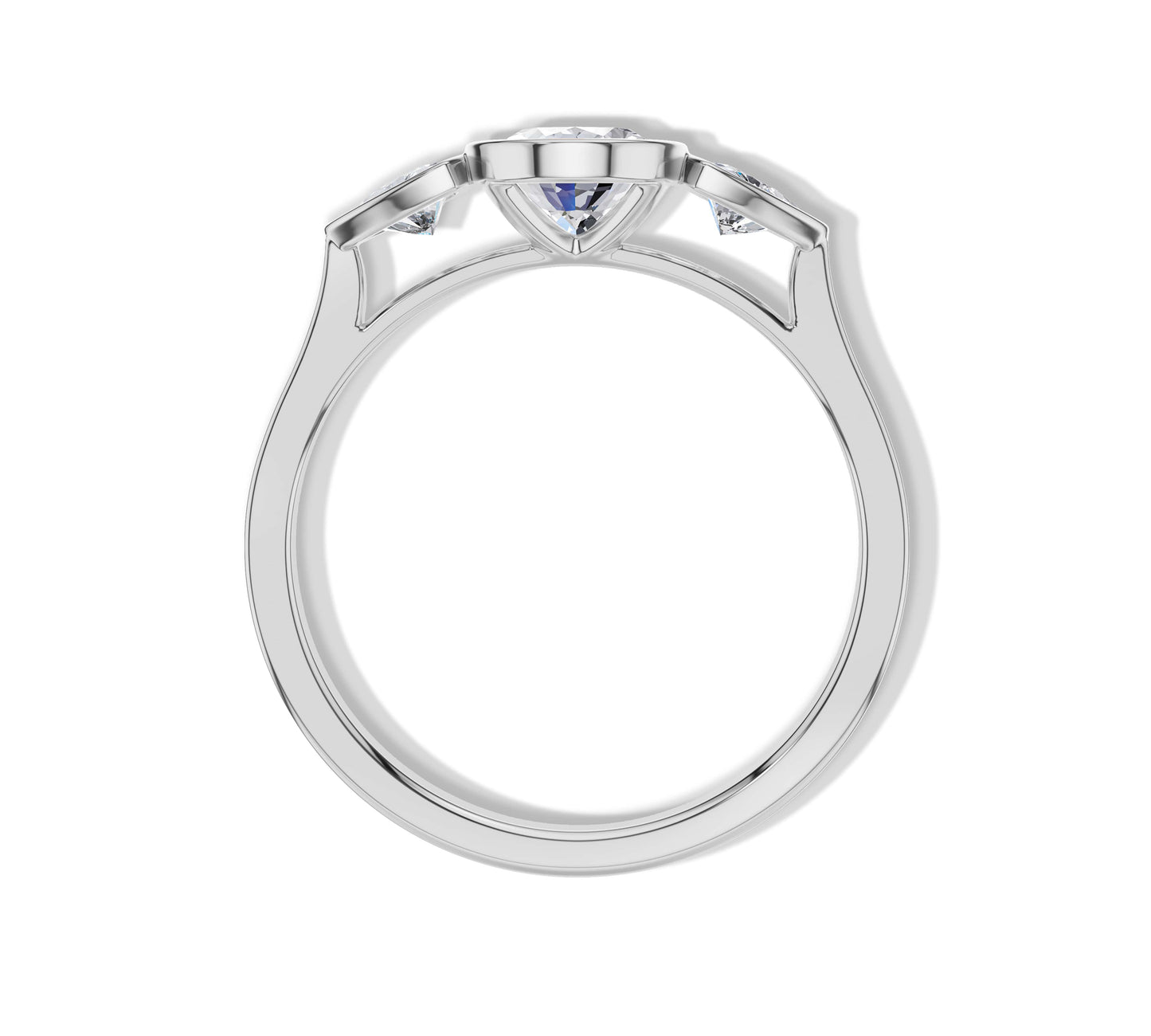 White gold oval diamond ring with custom sides
