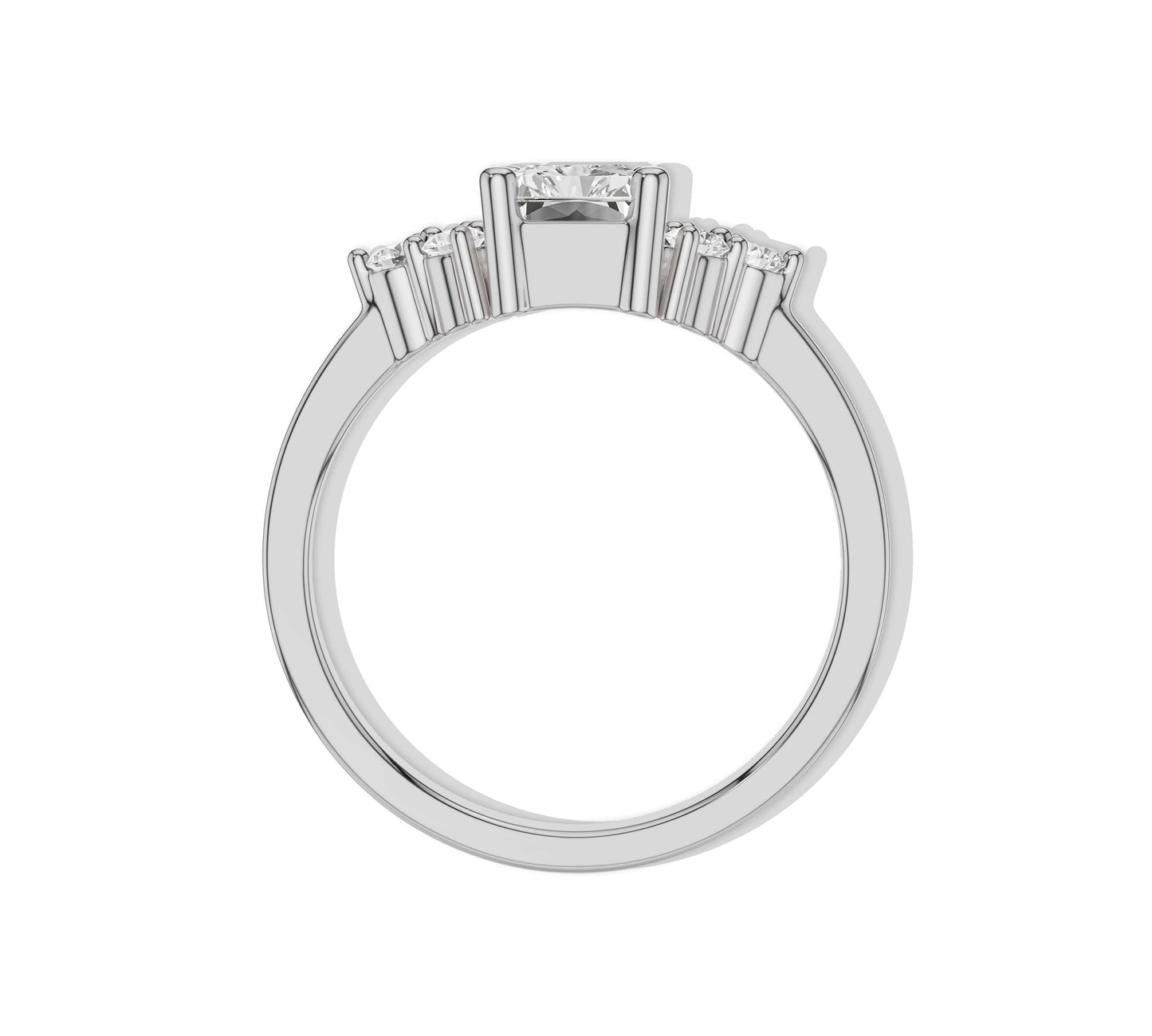 White gold cluster diamond ring with radiant cut