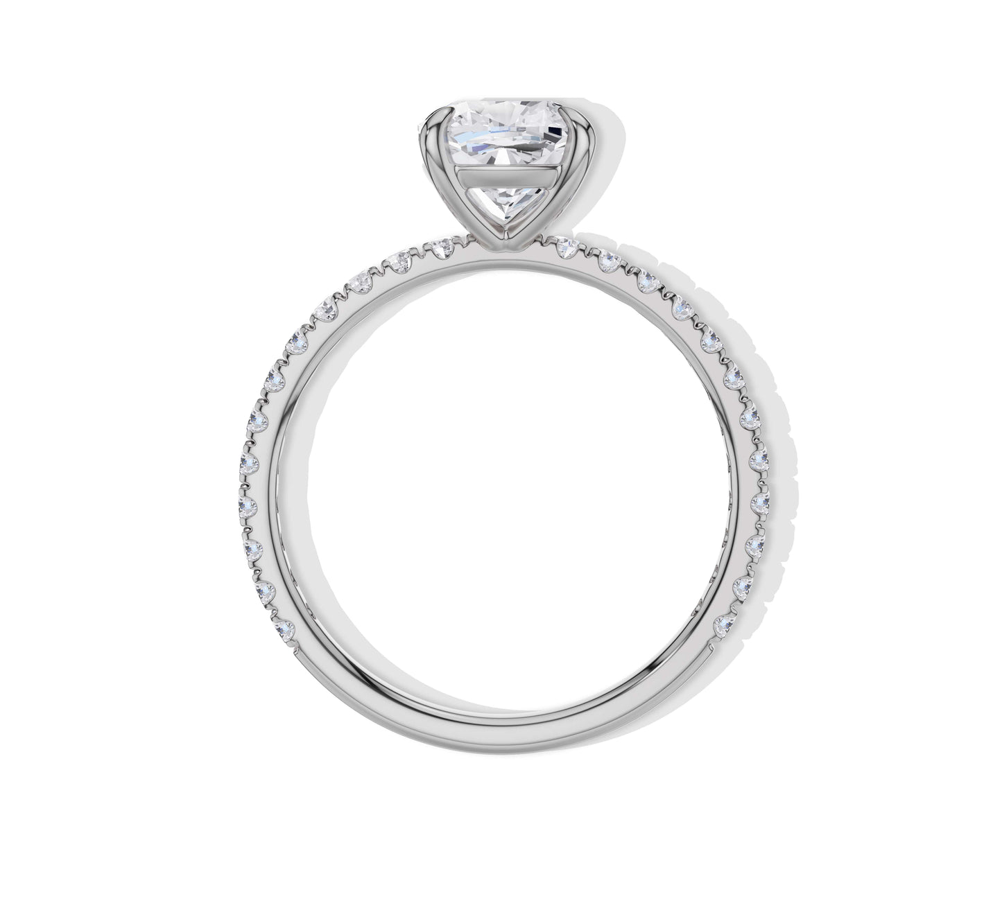 Modern white gold ring with cushion center