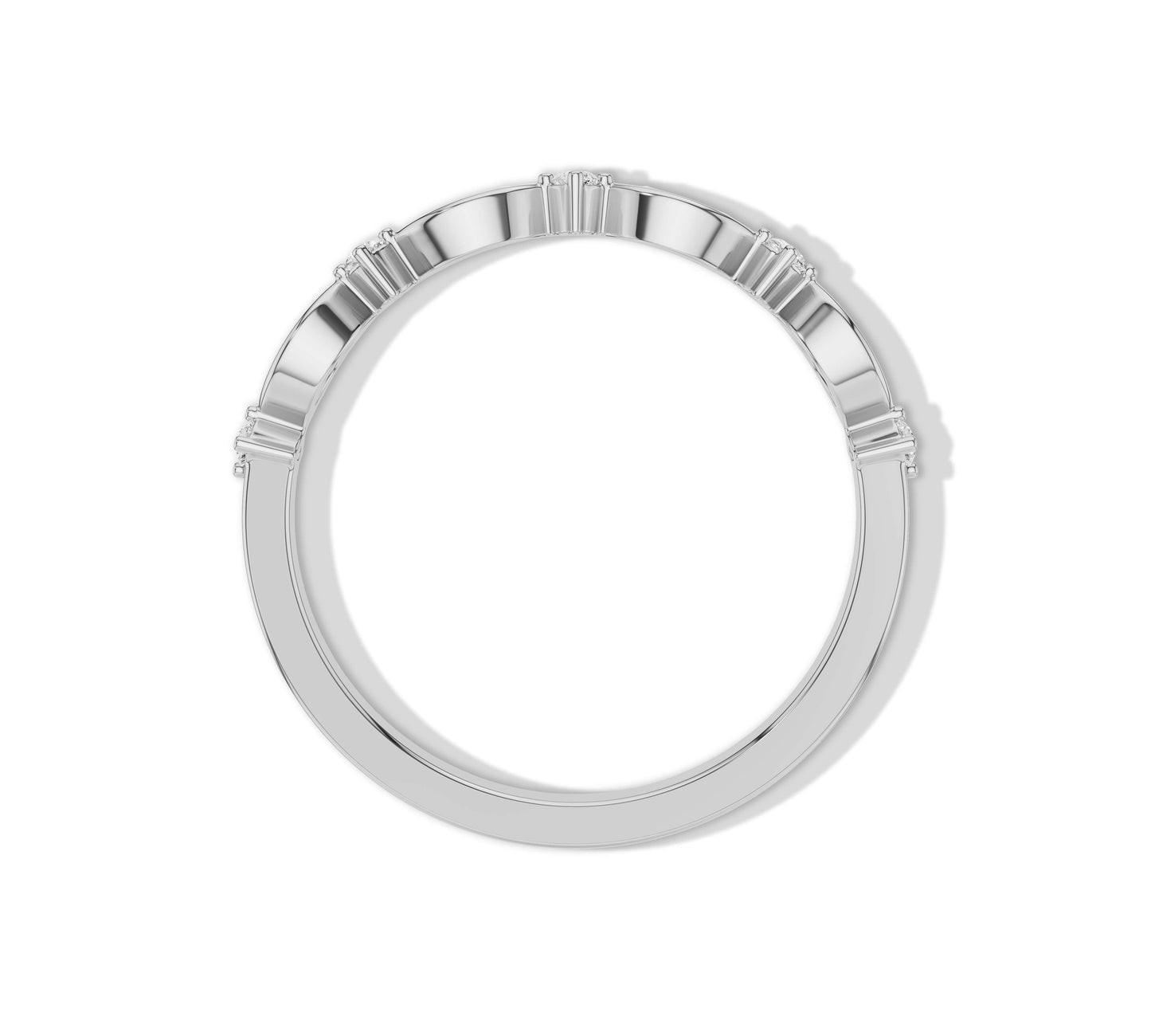 Stylish white gold band with mixed diamond shapes