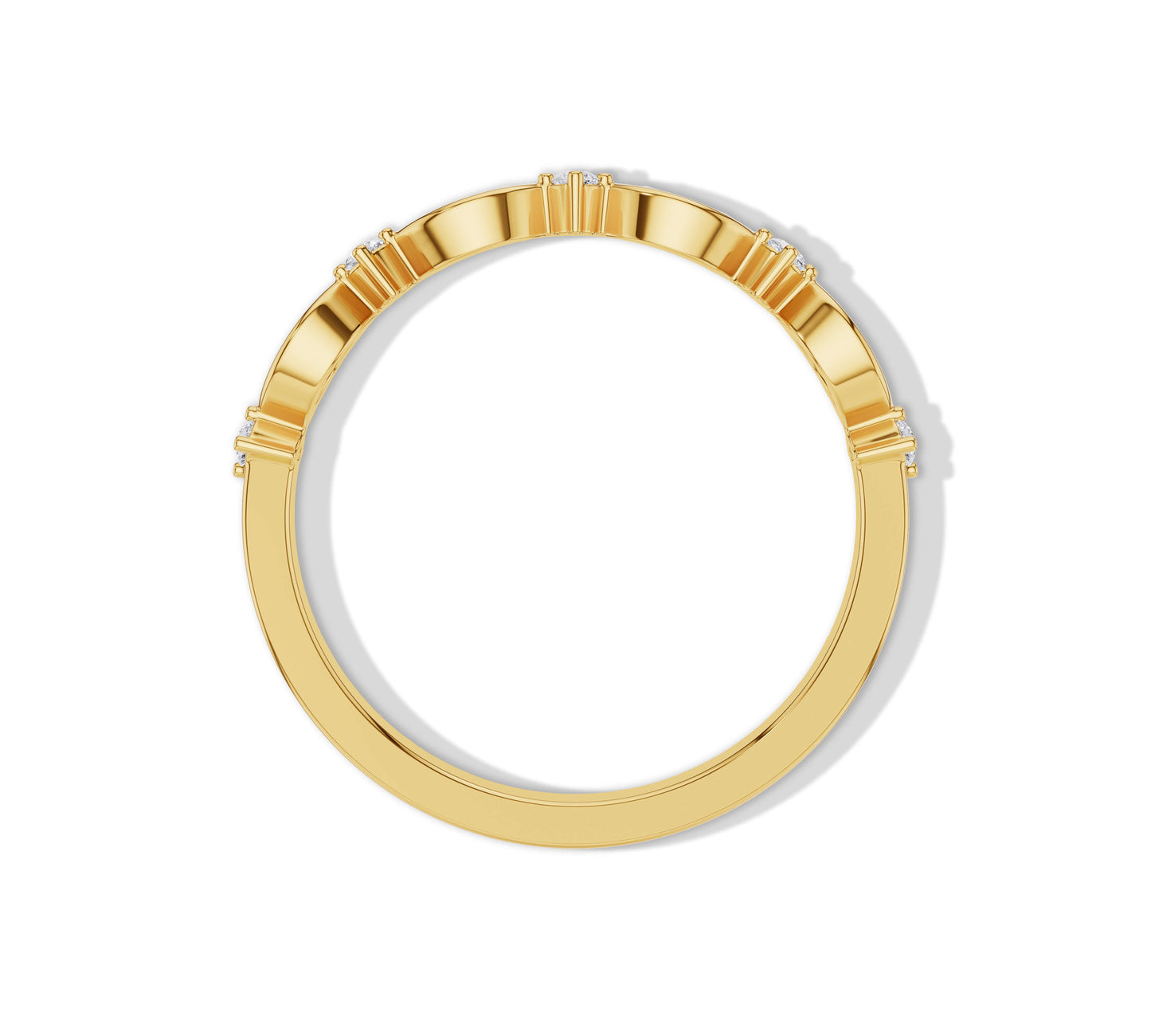 14K gold ring featuring alternating marquise and round cuts