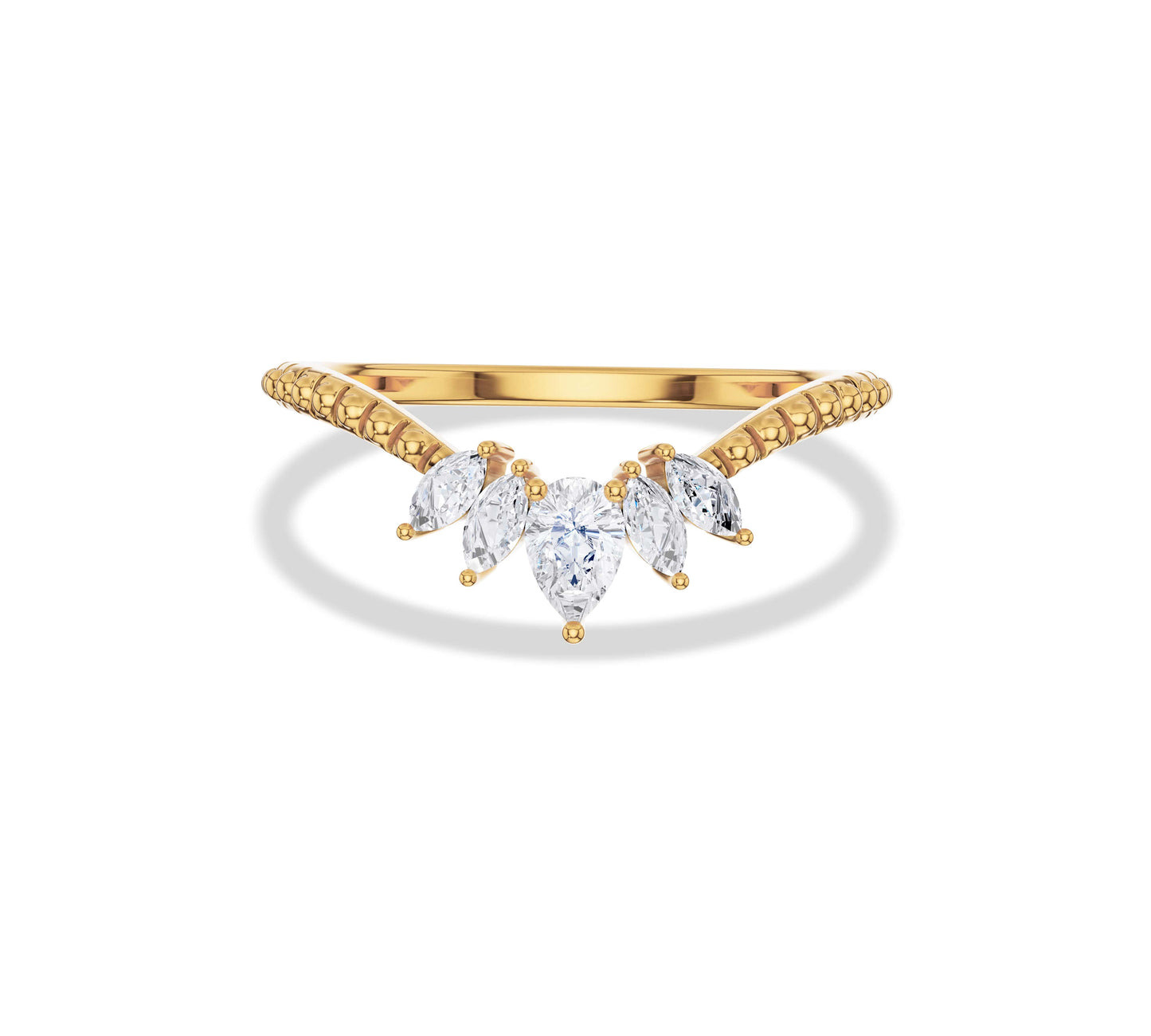 Moissanite Pear and Marquise Curved Wedding Band