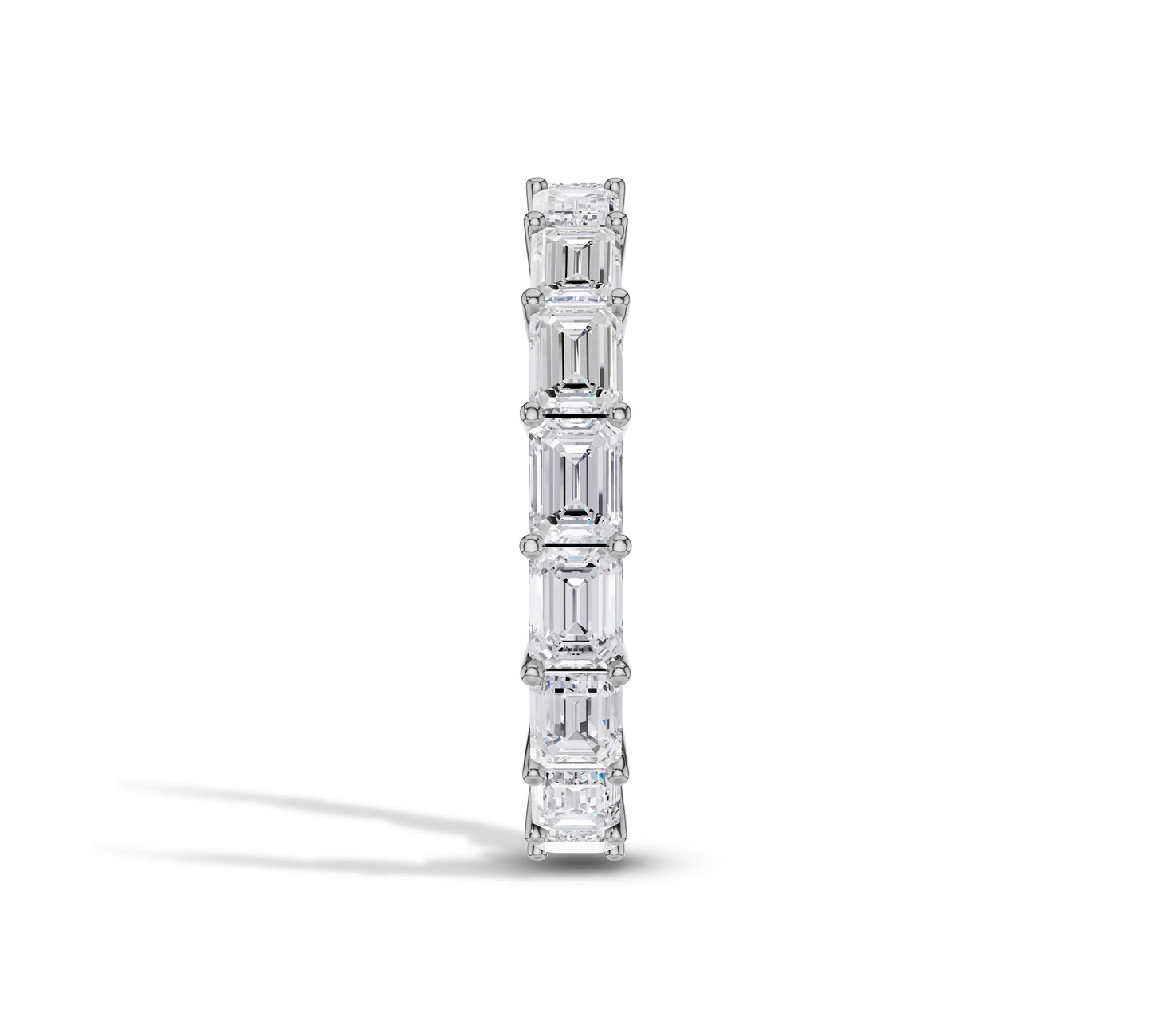 horizontal emerald diamond wedding band
