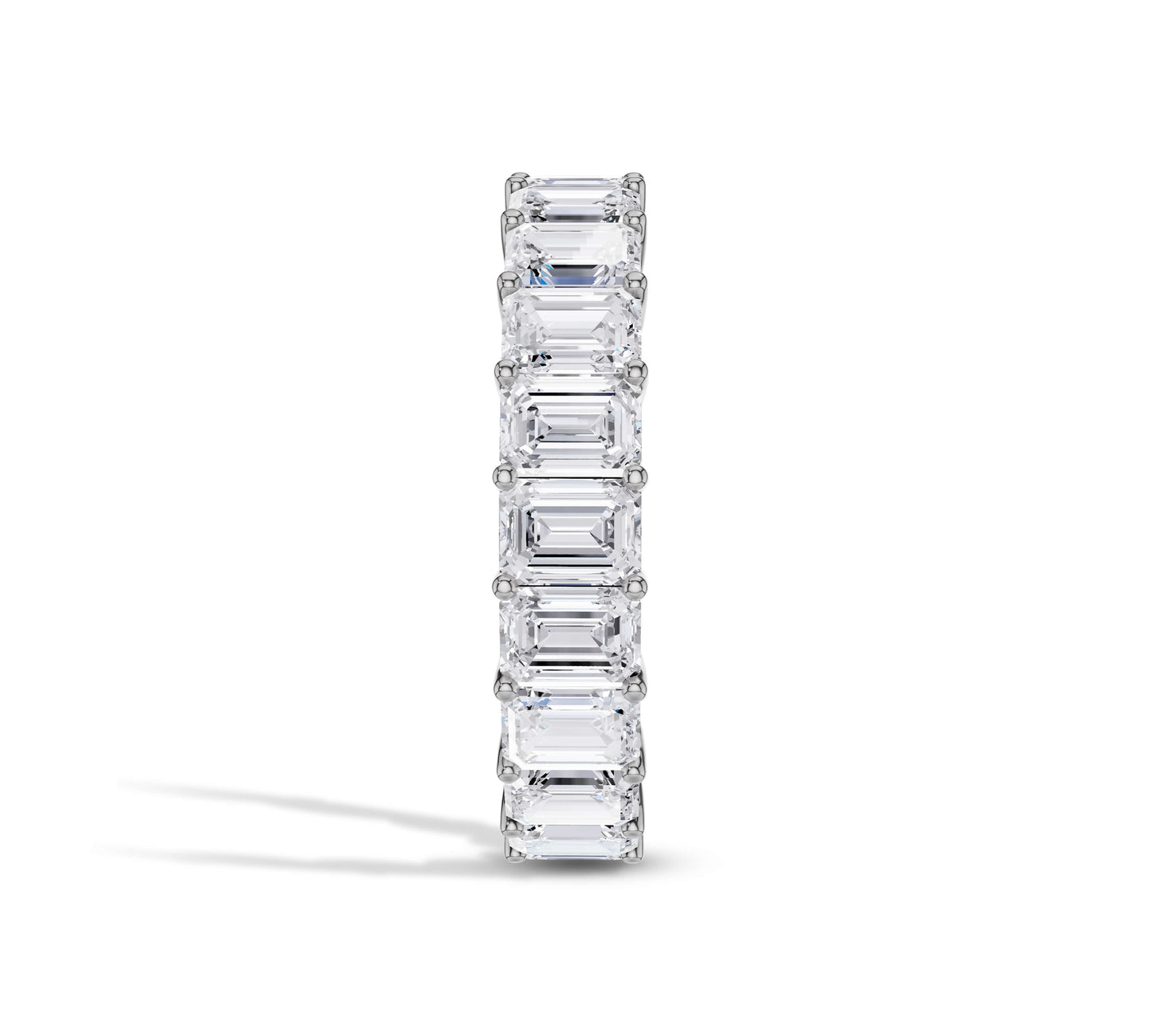 Yellow Gold Wide Emerald Cut Diamond Eternity Ring