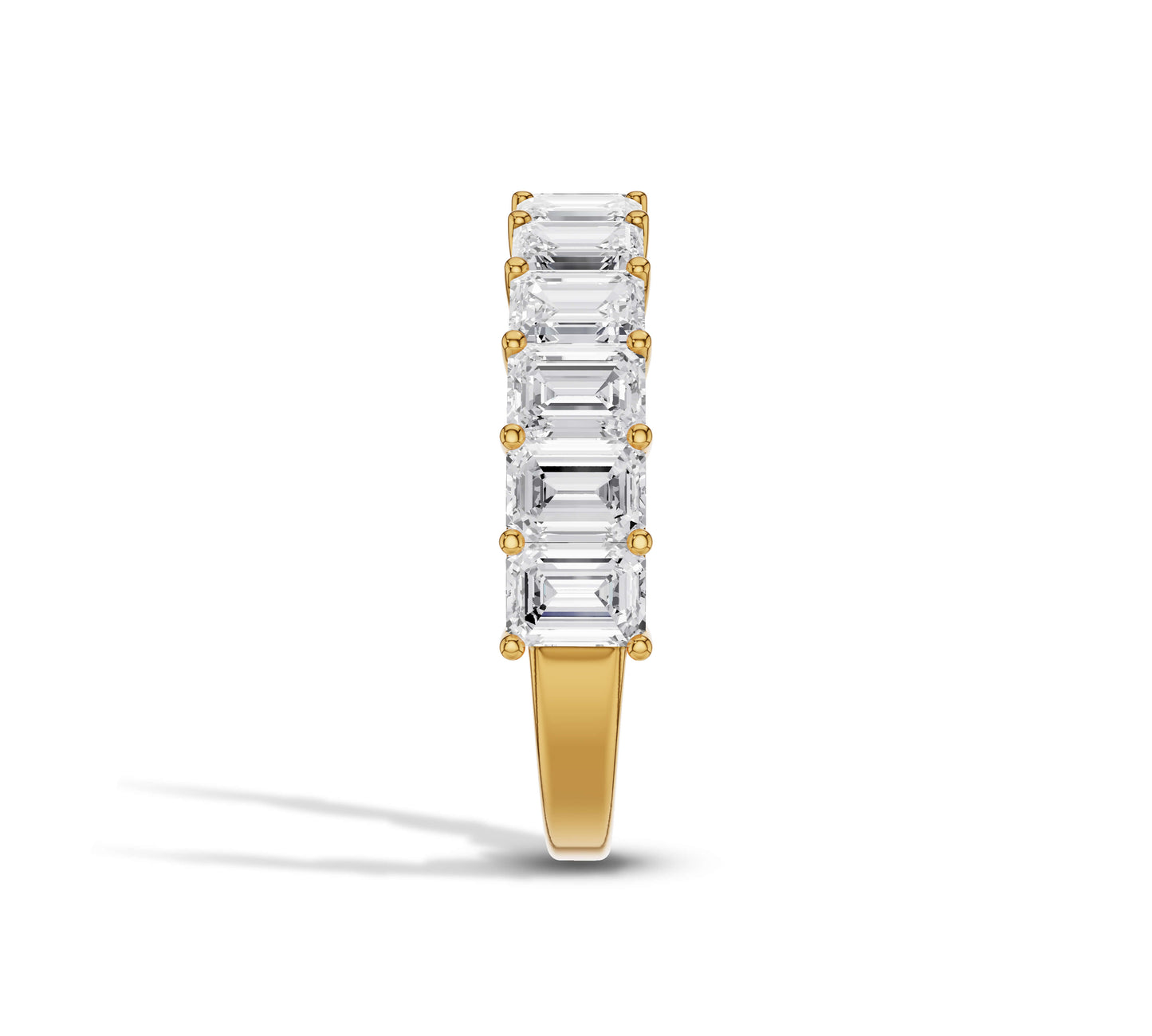 Horizontal emerald cut diamond ring design