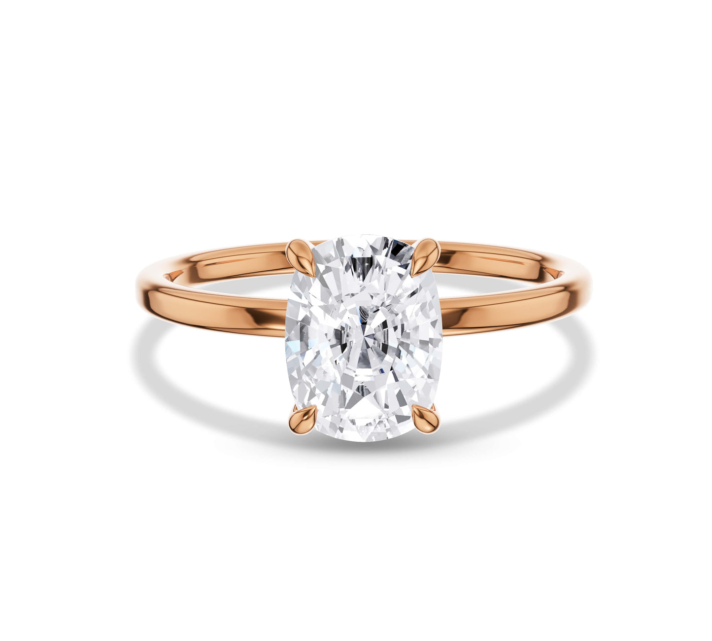 Rose gold cushion solitaire engagement ring