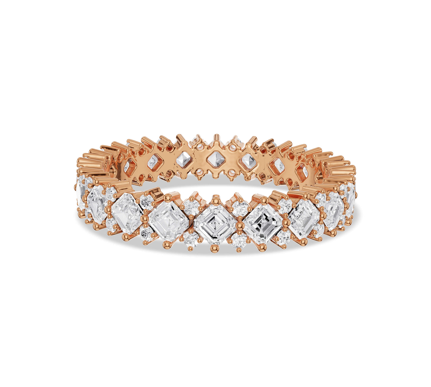 Detailed eternity band with vintage-inspired cuts