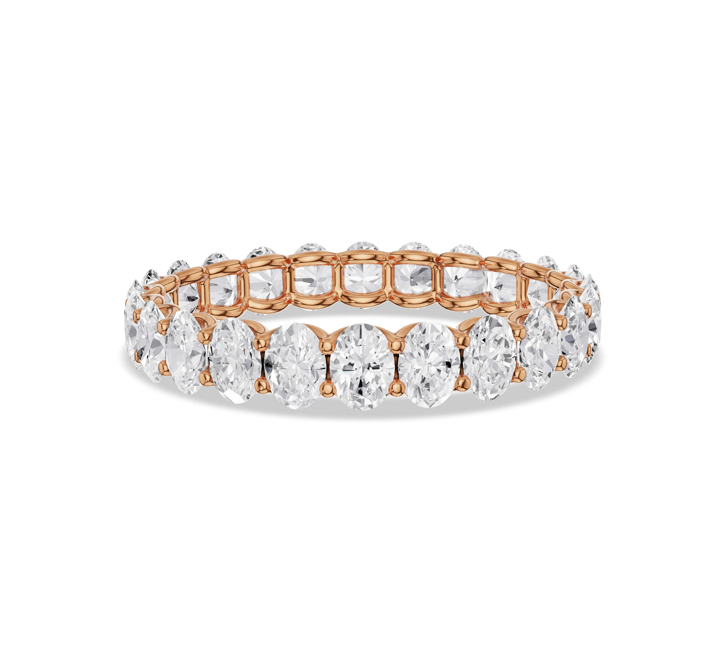 Delicate gold ring with continuous oval diamonds