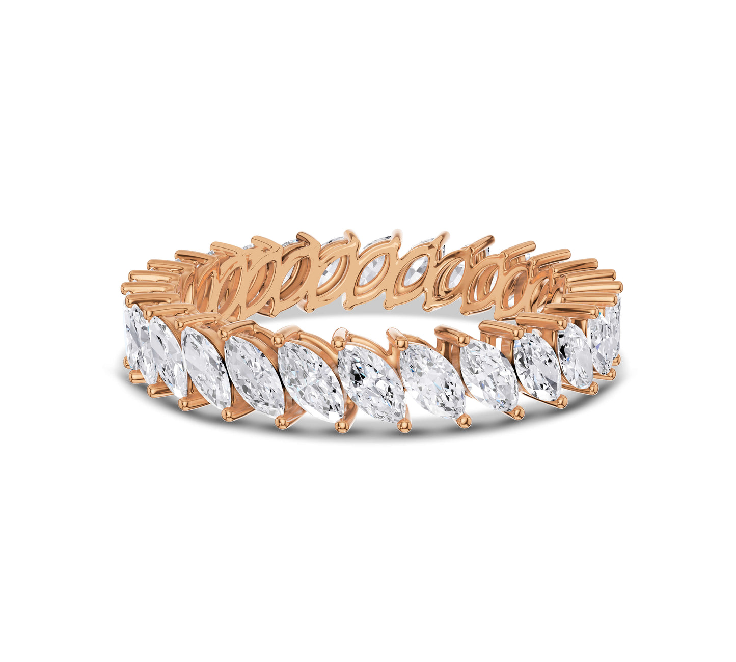 Slanted Marquise Cut Diamond Eternity Ring