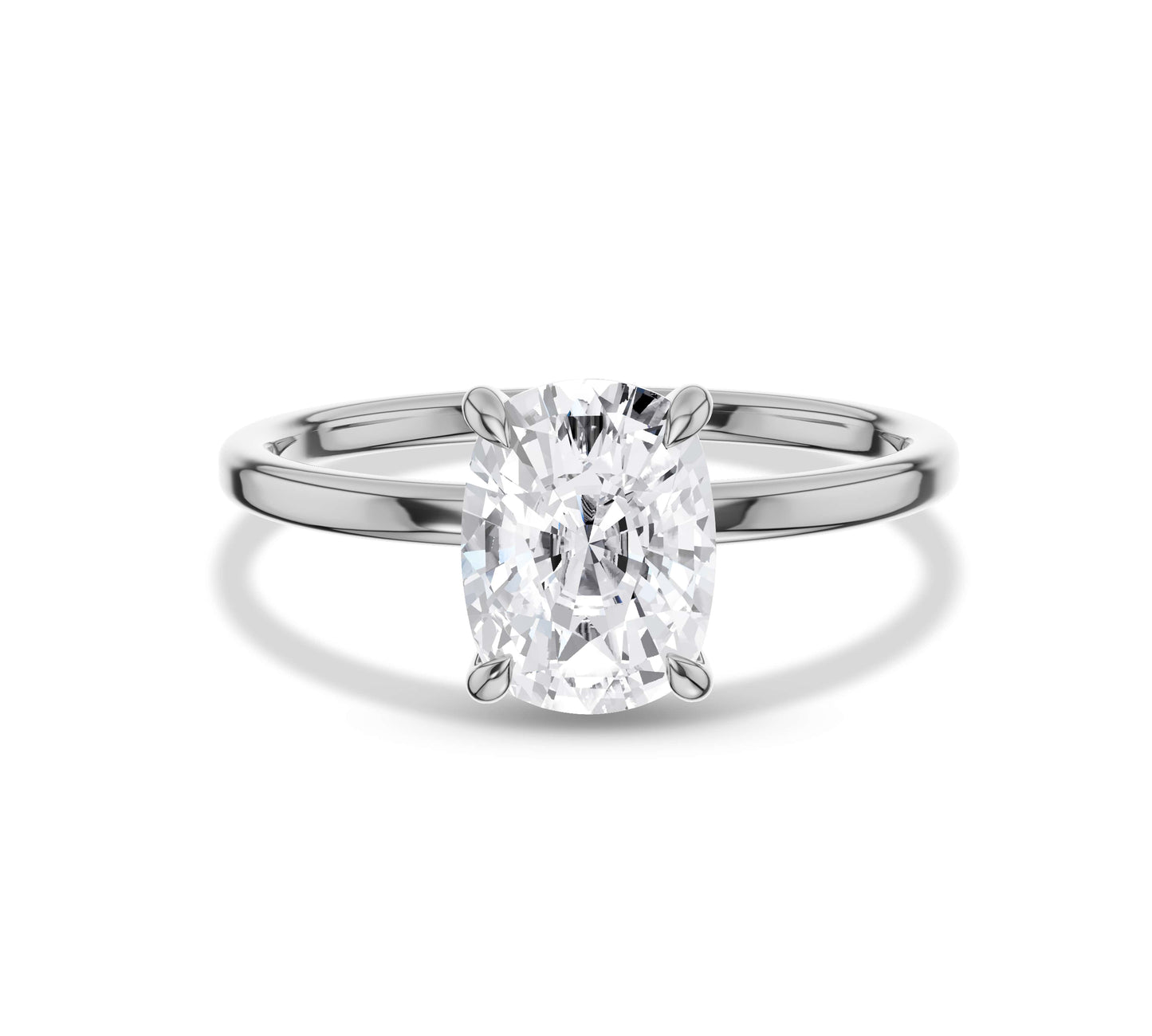 14K white gold simple moissanite ring with cushion cut