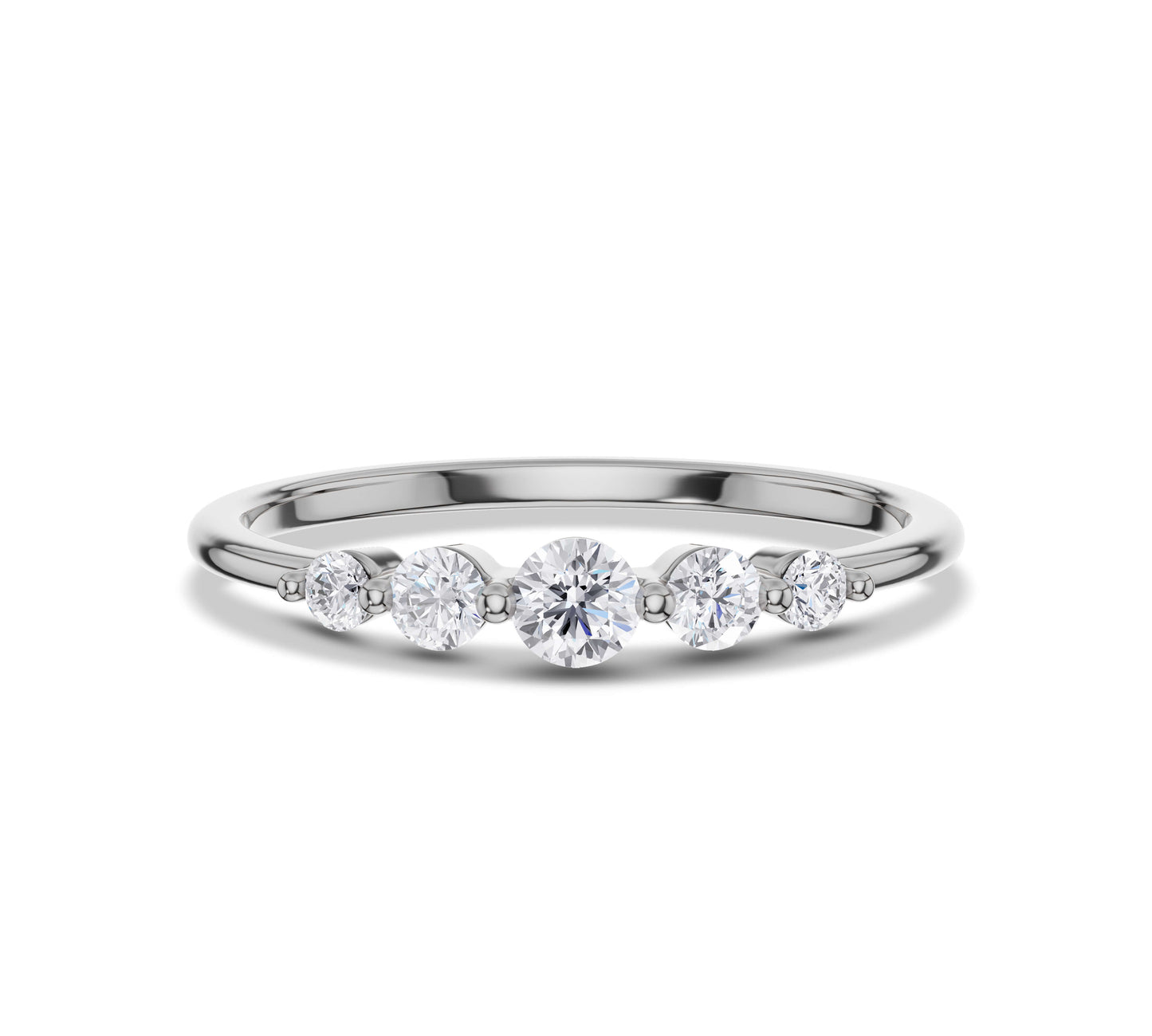 Minimalist 18K yellow gold band with increasing size lab diamonds