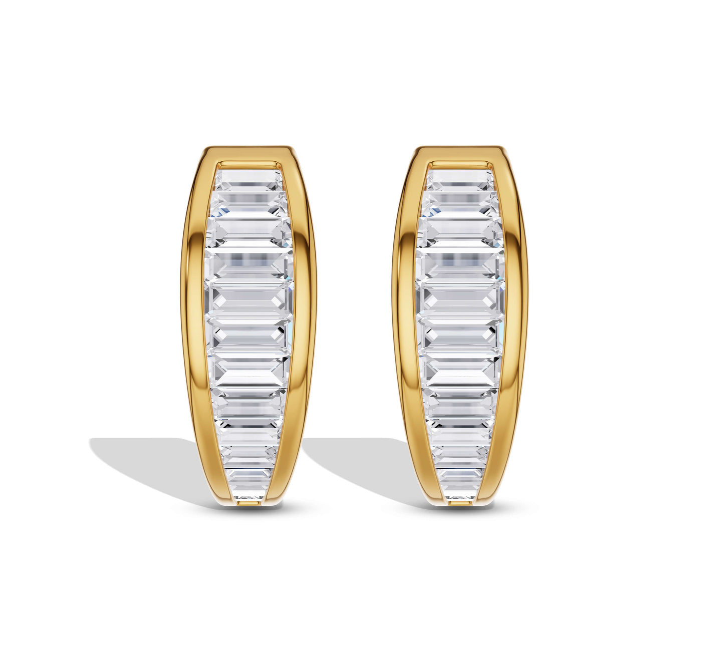 Yellow gold baguette diamond earrings