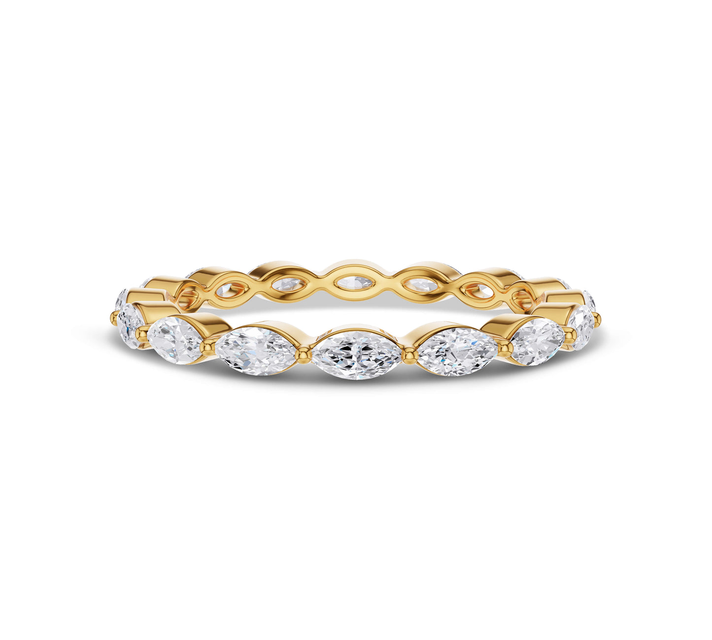 Yellow gold half eternity diamond ring