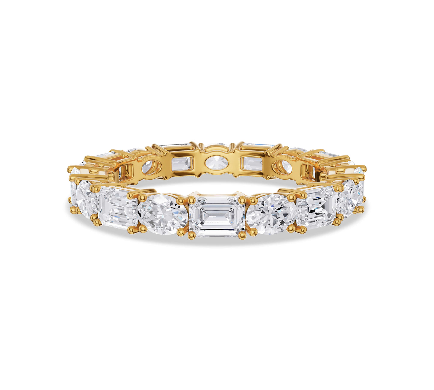 Emerald and oval diamond mix eternity band