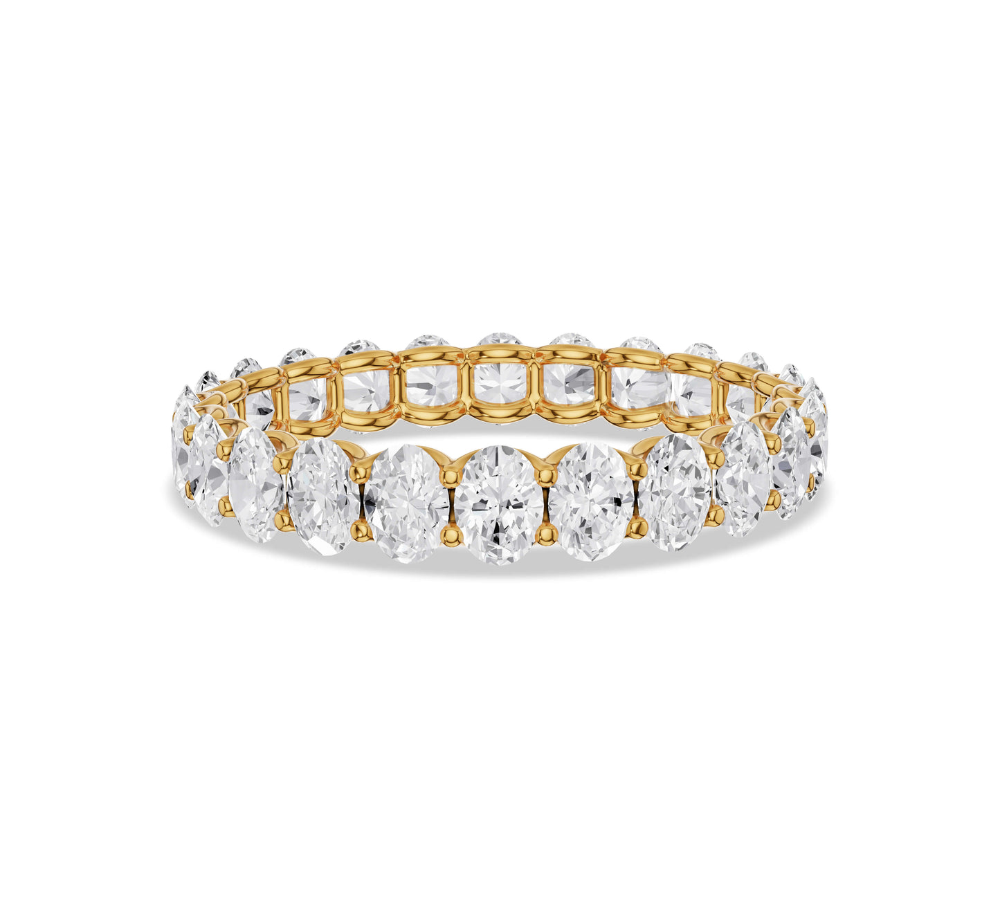 Oval cut diamond eternity ring in yellow gold