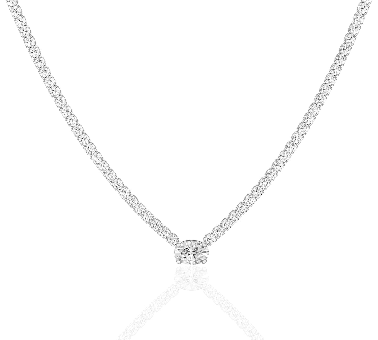 oval diamond tennis necklace