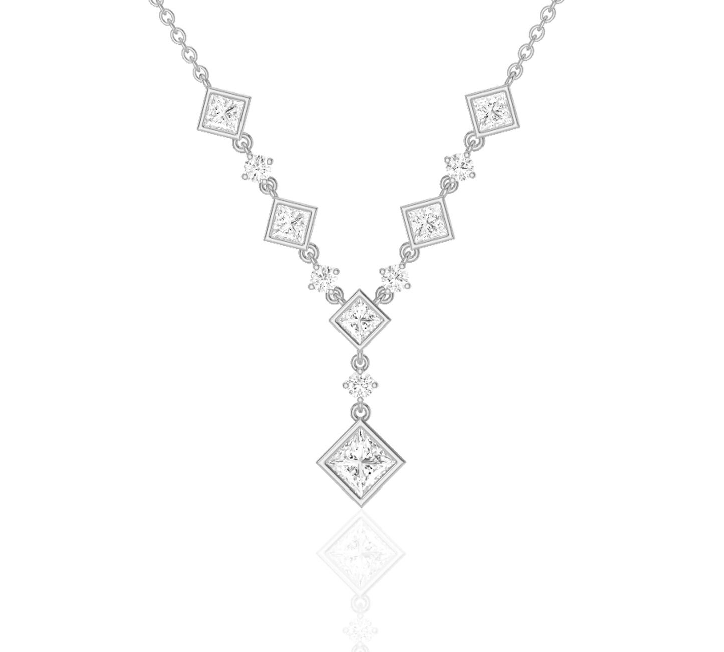 Layered look necklace with diamond drops