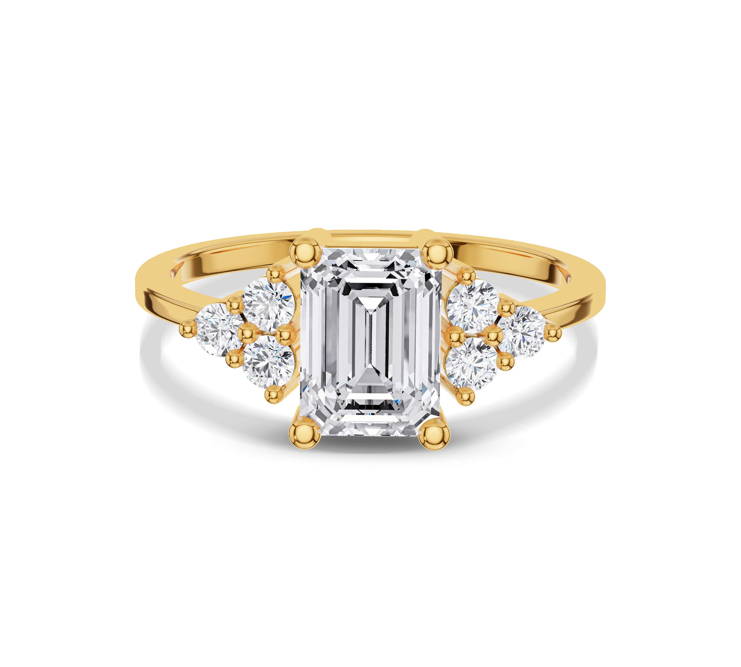 Emerald cut ring with nature design