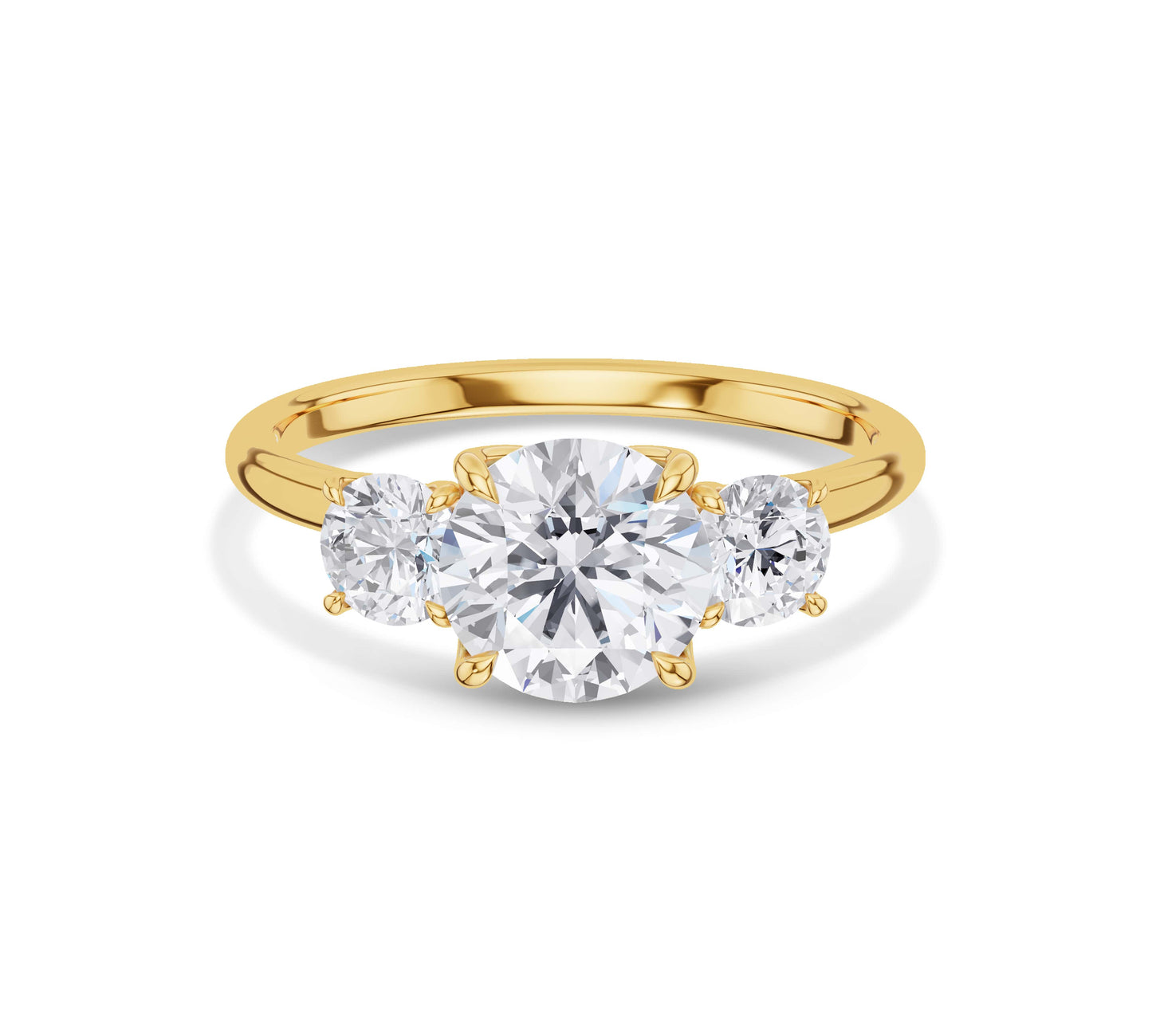 Classic three stone diamond ring gold