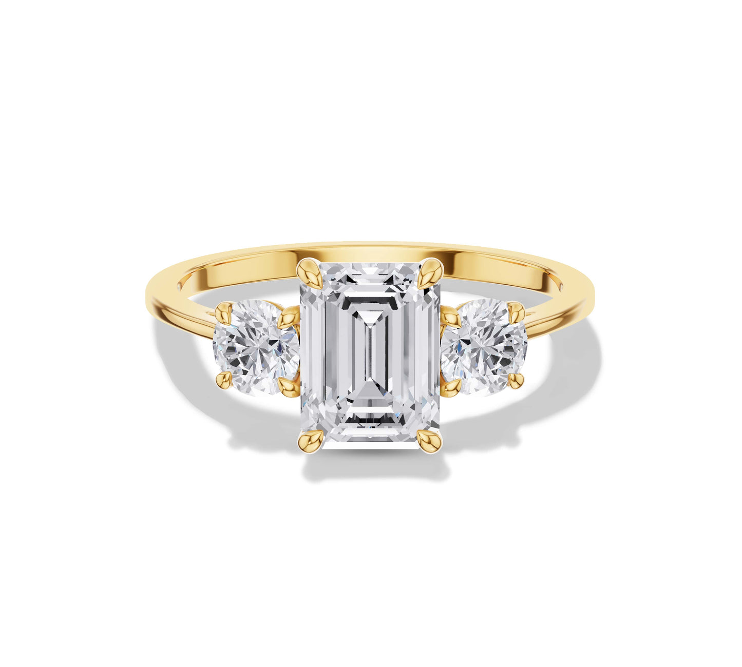 emerald diamond three stone enagement ring