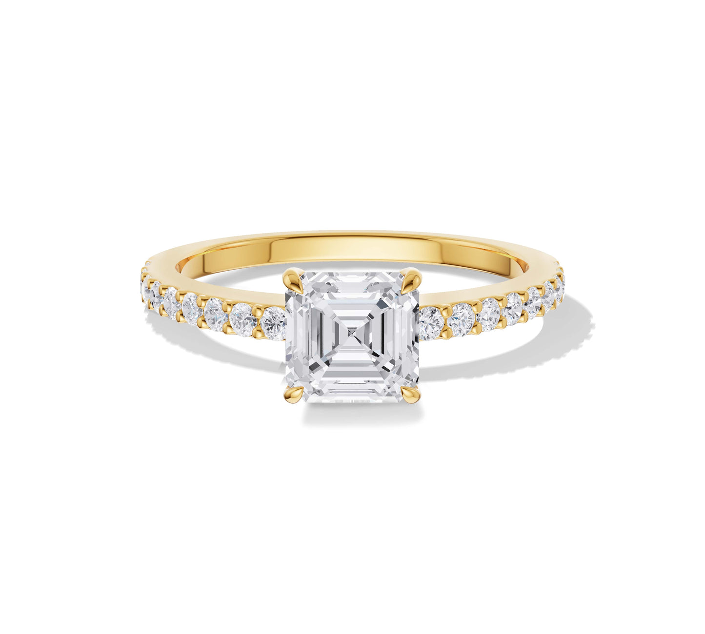 pave engagement rings in yellow gold