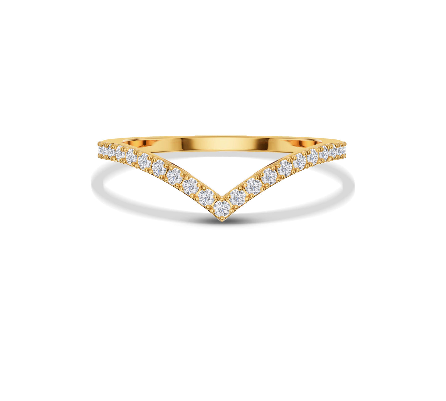 Elegant V shaped moissanite wedding band