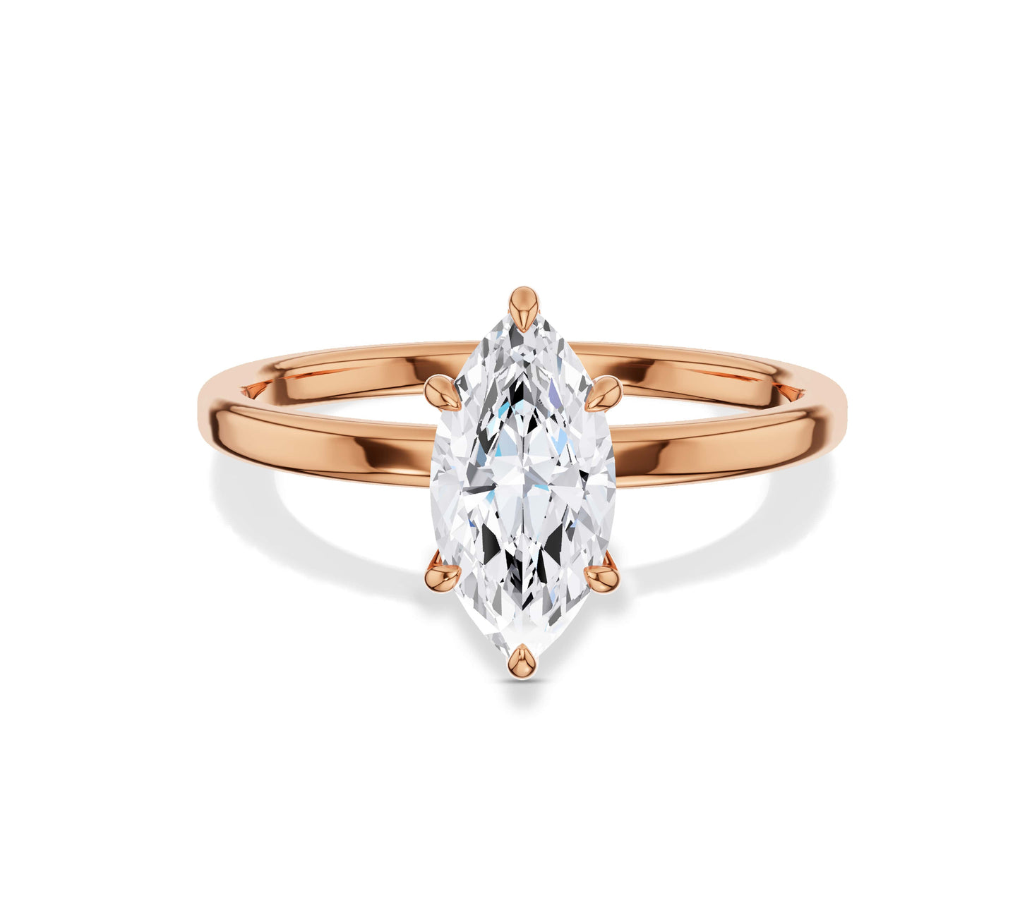 Luxury engagement ring featuring a marquise-shaped diamond centerpiece
