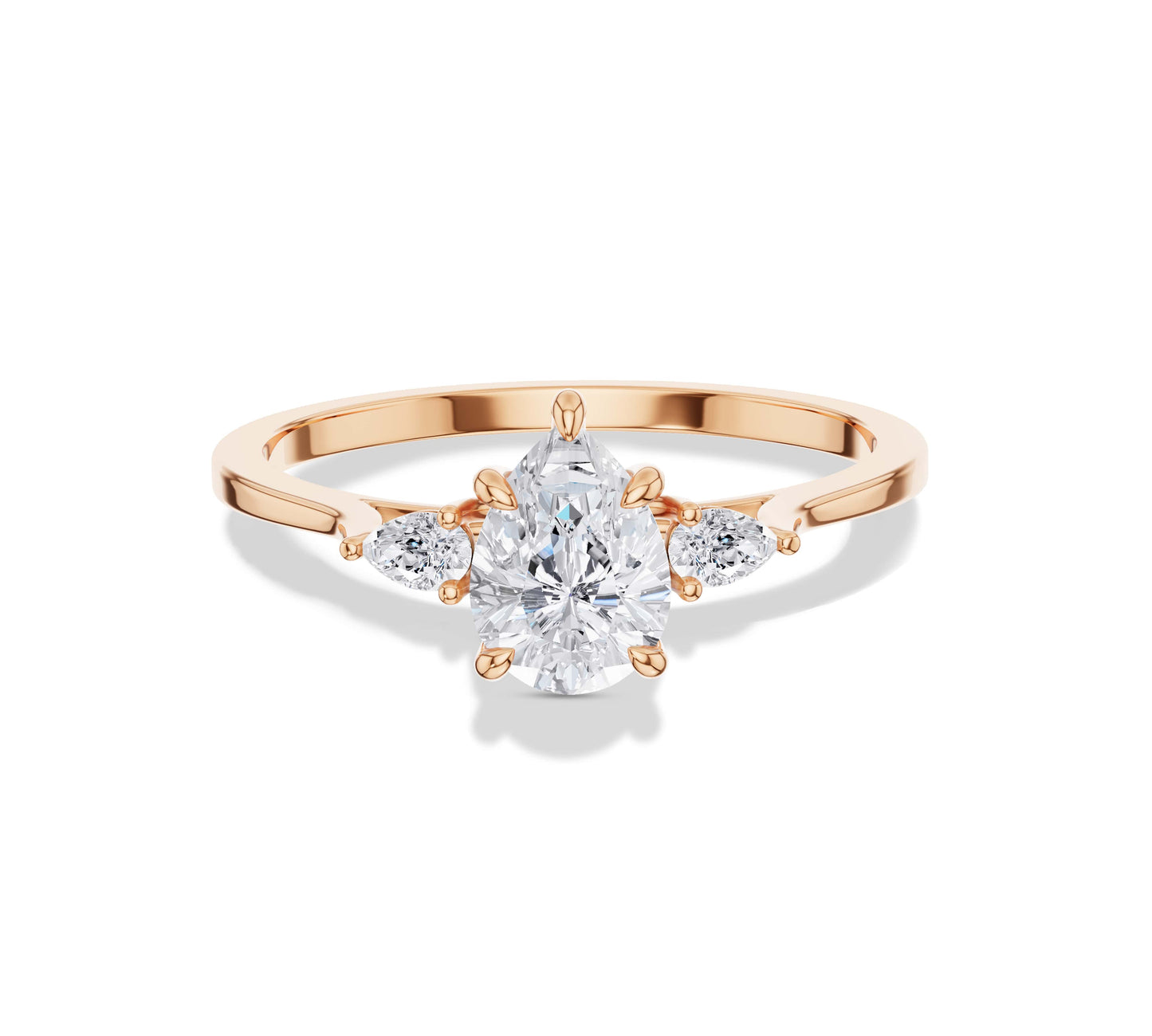 Three Stone Pear Cut Engagement Ring
