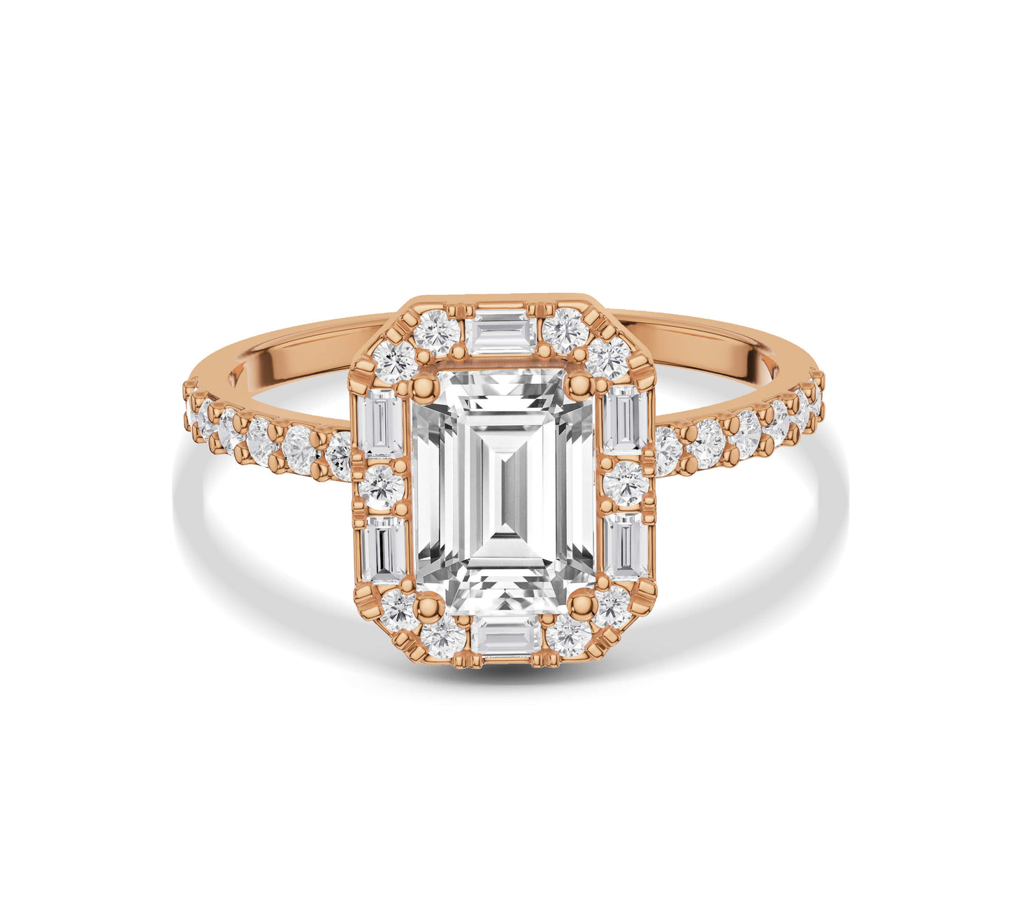 Elegant rectangular diamond ring with double-sided accents