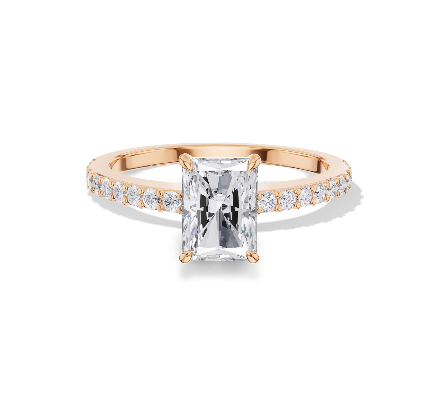 radiant cut gold engagement ring
