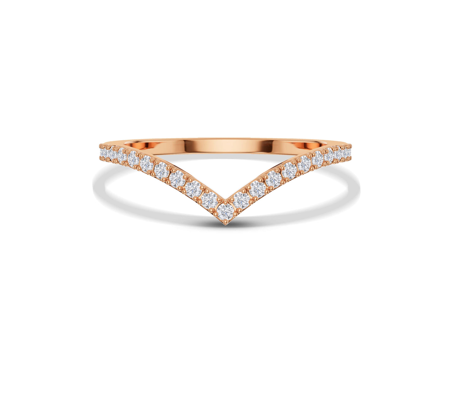 V design moissanite curved ring
