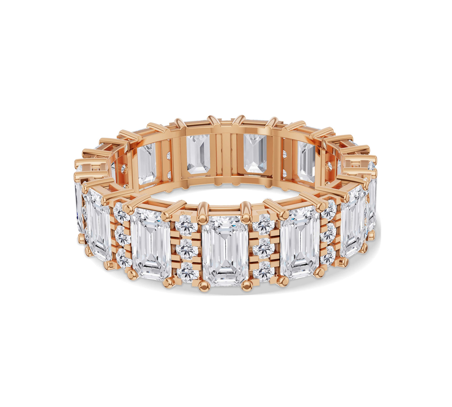 High-polish 18K gold ring with radiant diamond pattern design