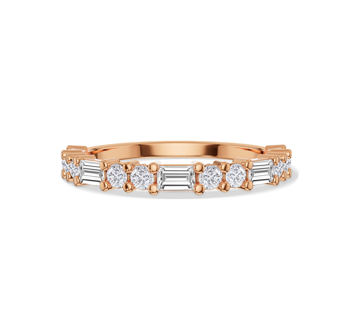 Round & Baguette Wedding Band